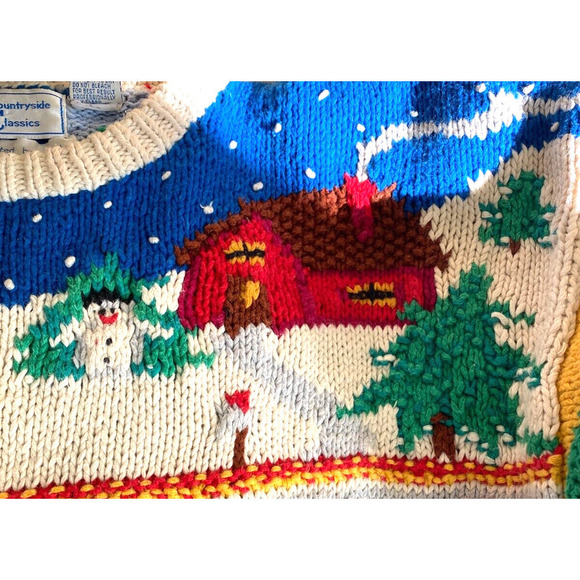 Countryside Classic - Vintage chunky hand knit christmas sweater women's size M - Picture 5 of 9